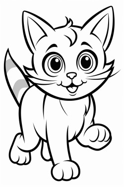 cat running coloring page black and white