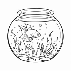 fish in tank for adults colouring in book
