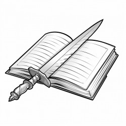 a bible being used as  a sword