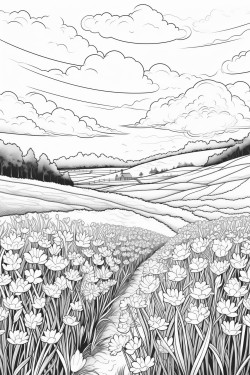 spring field with sunrise