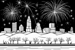 obserbar desde la montana la ciudad y los fuegos artificiales