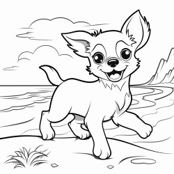 a chihuahua frolicking at the beach