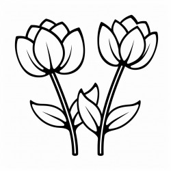 simple flower tulips drawing with bold and black lines