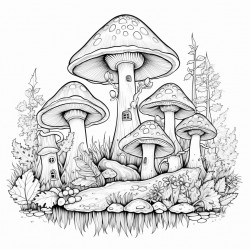 cute fairy mushroom forest scene