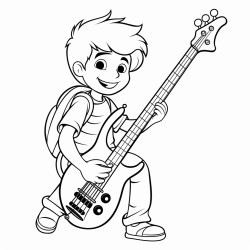 student playing the bass guitar