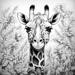 create a giraffe with mandla pattern on it and zentangle nature art