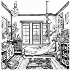 coloring page of a medical office