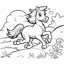 a joyful pony running