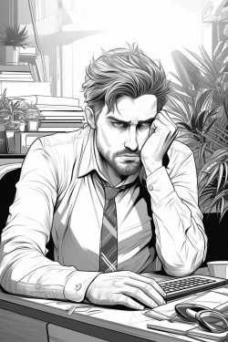 bored adult stuck in online meeting