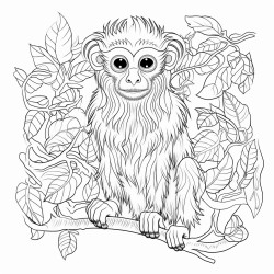 a java langur with intricate pattern inside of it no color no shading medium line
