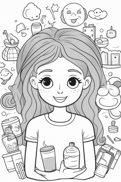 young teenage girl doing self care cartoon aesthetic