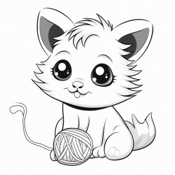 kitten create an image of a fluffy kitten playing with a ball of yarn with its whiskers and bright eyes clearly visible