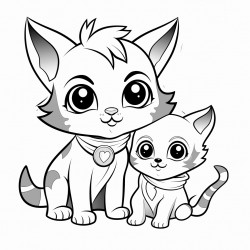 beautiful cute cat with kitten
