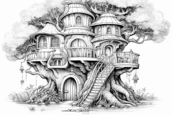 a whimsical tree house with simple details