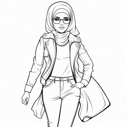beautiful hijabi in jeans shades heel jacket