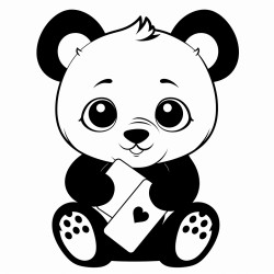baby panda holding two playing card 7 spade