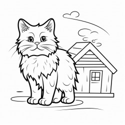 a norwegian forest cat in a house