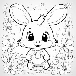 rabbit looking at the note with wide eyes surrounded by colorful flowers that seem to glow with magic