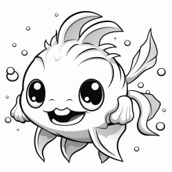 kawaii anglerfish with a glowing lure and a mischievous grin