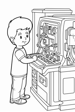 a machinist standing at a cnc machine inputting a program