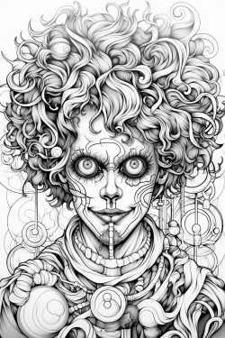 disform horror clown with spiral eye