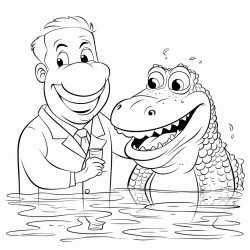 crocodile and man