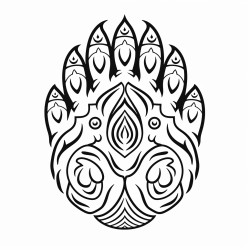 bear paw with designs inside