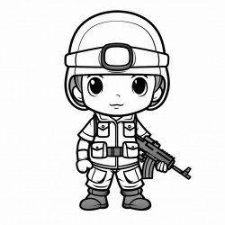 soldier and tank chibi style easy coloring for kids