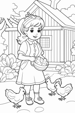 girl with chickens