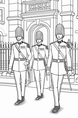 united kingdom kings guards in changing ceremony