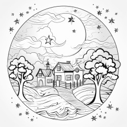 5spooky night scene with a full moon