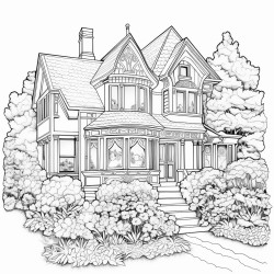 dream house with pretty flower outside