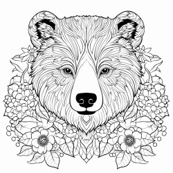 black bear with pattern inside with flowers