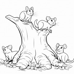 several ants walking along the trunk of a tree