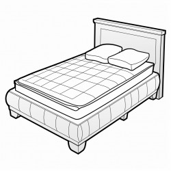 a bed with a mattress on the floor beside it