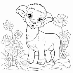 divinely the lamb wears a cross on his belly is eating flowers