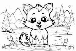 cute little forest creature that swims and dances in the river