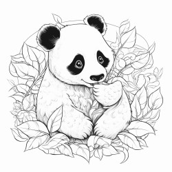 a panda eating leaves