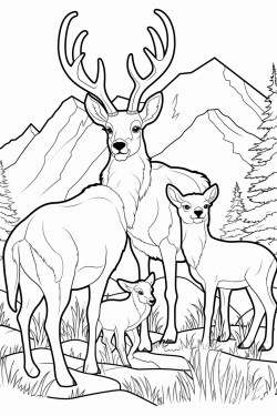a deer big horn sheep fox and rabbit in a mountainous area