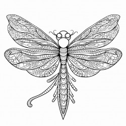intricate blackandwhite dragonfly with zentangle and mandala patterns in a highcontrast handdrawn style