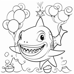 happy birthday great grandma with a picture of a shark and balloons