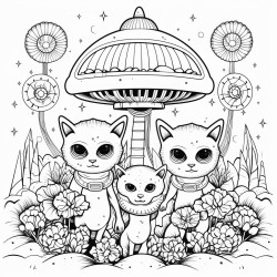 aliens ufo flower cats