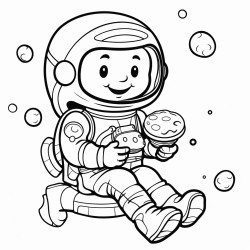 astronaut eating burger