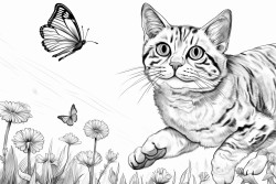 a playful cat chasing butterflies 0