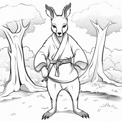 black belt on kangaroo in forest