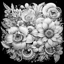 a fractal with flowers and gems