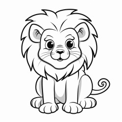 happy lion with a big fluffy mane