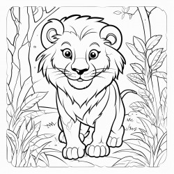a lion in the forest