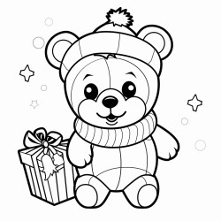 cute christmas coloring book page no colors black and bold lines