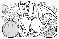 a dragon and around him lemons turmeric ginger